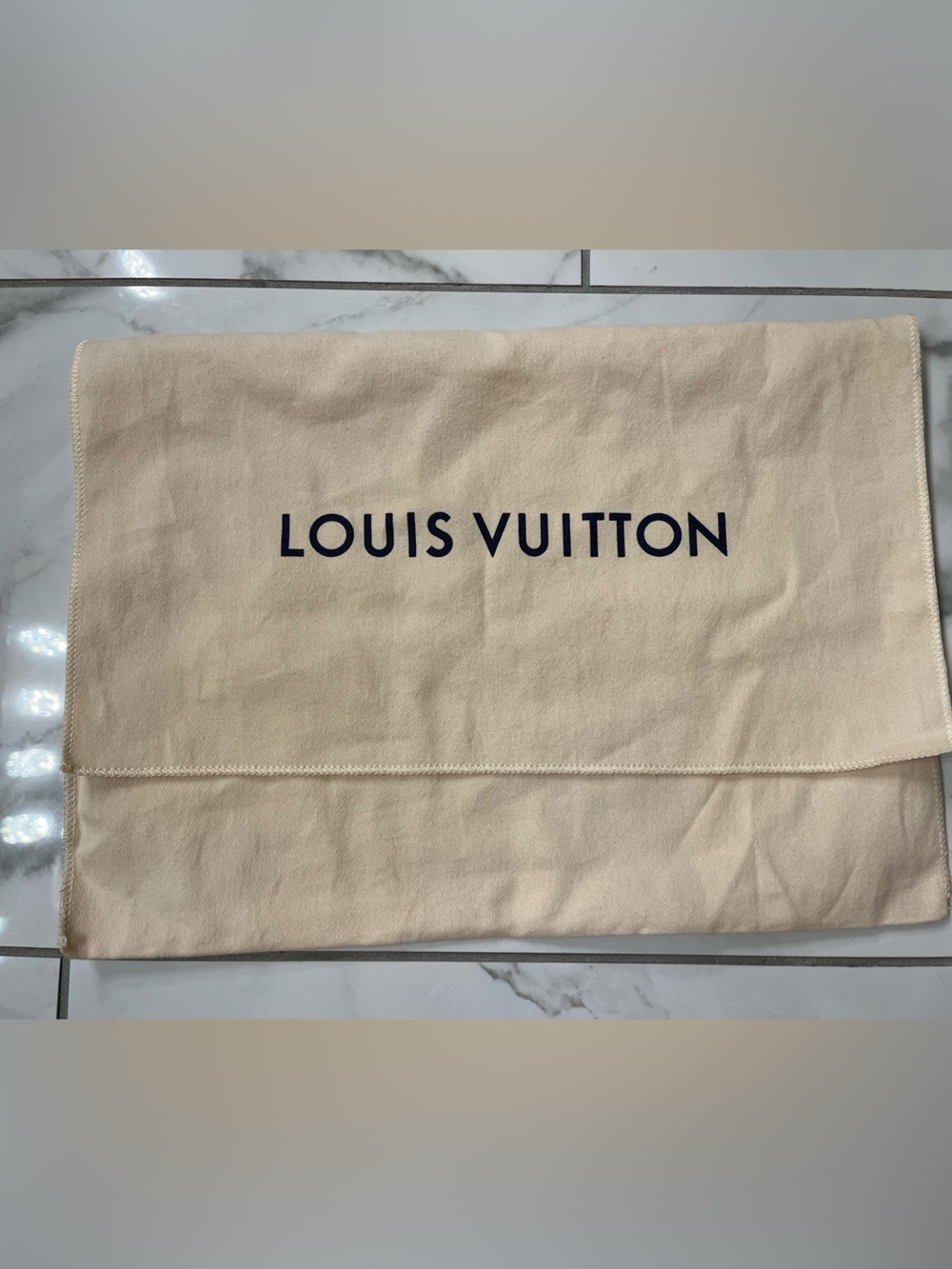 Louis Vuitton Cream Dust Bag with Logo